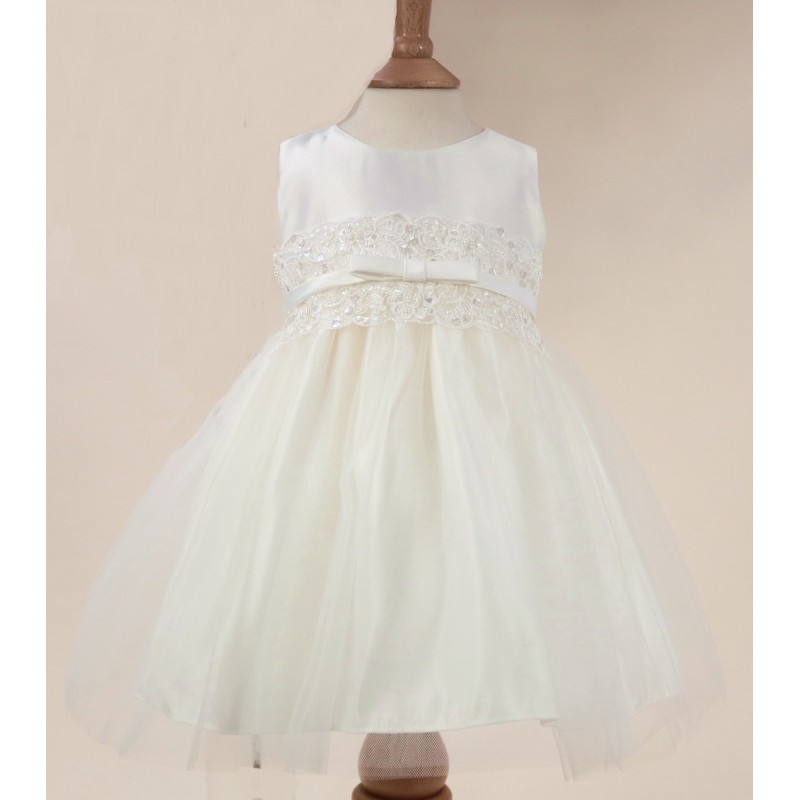 'Stella' Lace & Tulle Christening Dress (White or Ivory)